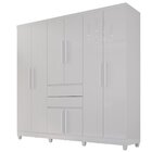 Guarda-roupa 8 Portas 2 Gavetas Master  Branco Neve