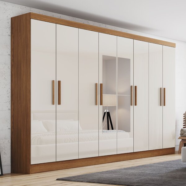 Guarda-roupa 8 Portas 4 Gavetas Com Espelho B51 Nature E Off