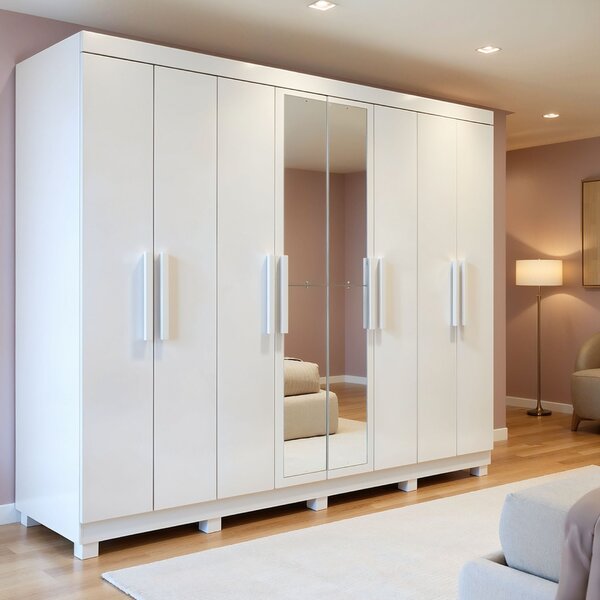 Guarda-roupa 8 Portas 4 Gavetas Com Espelho E Com Pé Andara S