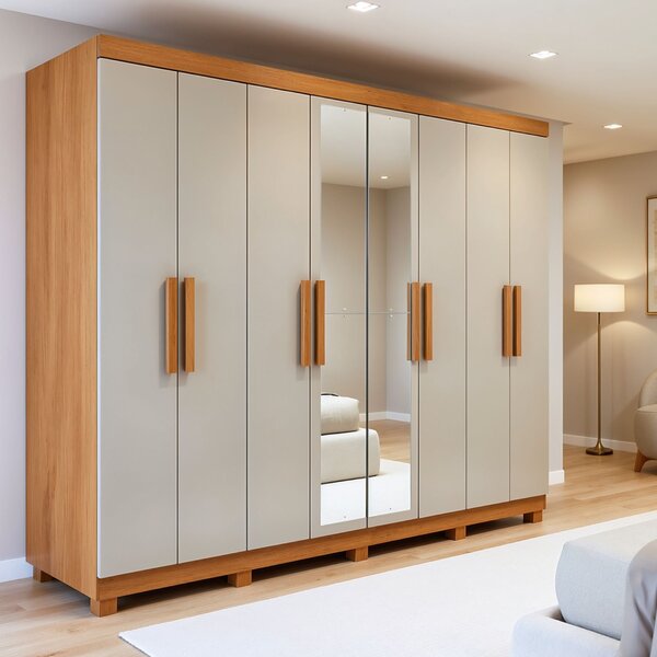 Guarda-roupa 8 Portas 4 Gavetas Com Espelho E Com Pé Andara S