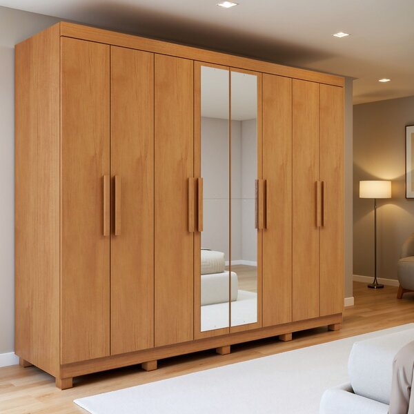 Guarda-roupa 8 Portas 4 Gavetas Com Espelho E Com Pé Andara S