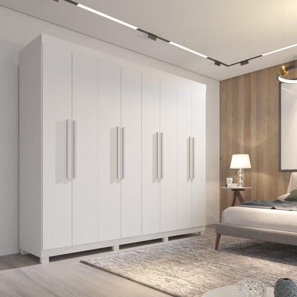 Guarda-roupa 8 Portas 4 Gavetas Milão Imop Móveis Branco Neve