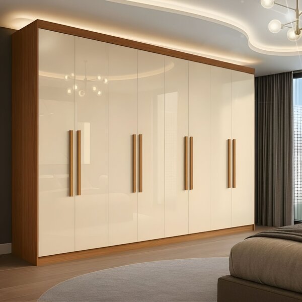 Guarda-roupa 8 Portas 4 Gavetas Paris Cinamomo/off White