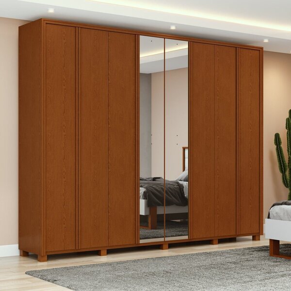 Guarda-roupa 8 Portas 6 Gavetas 100% Mdf Com Espelho E Pés Er