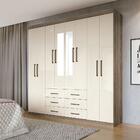 Guarda Roupa 8 Portas 6 Gavetas Com Espelhos Liverpool Santos