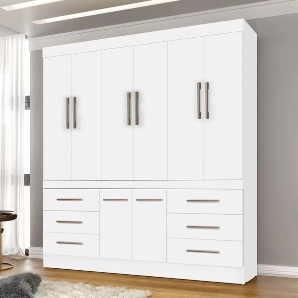 Guarda Roupa 8 Portas 6 Gavetas Mara J&a Móveis Branco