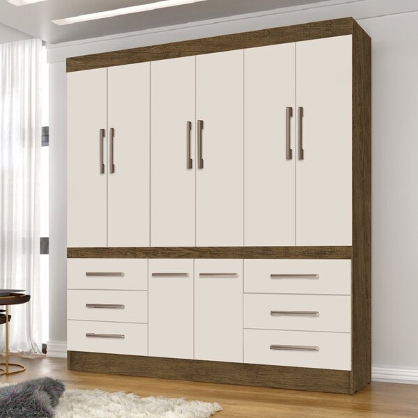 Guarda Roupa 8 Portas 6 Gavetas Mara Jequitibá/off White