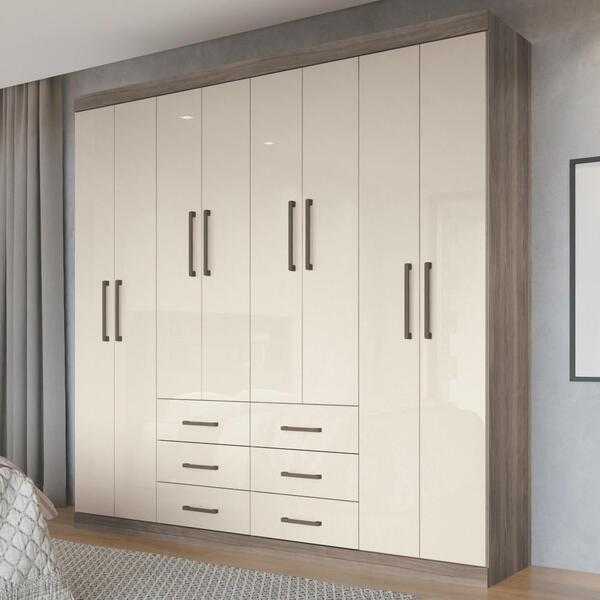 Guarda Roupa 8 Portas Colorado Castanho Off White