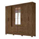 Guarda Roupa 8 Portas Com Espelho 4 Gavetas Castanho Wood