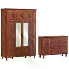 Guarda Roupa 8 Portas Com Espelhos E Comoda Madeira Maciça Br