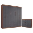 Guarda Roupa 8 Portas E Cômoda Mandarim Jatobá Areia