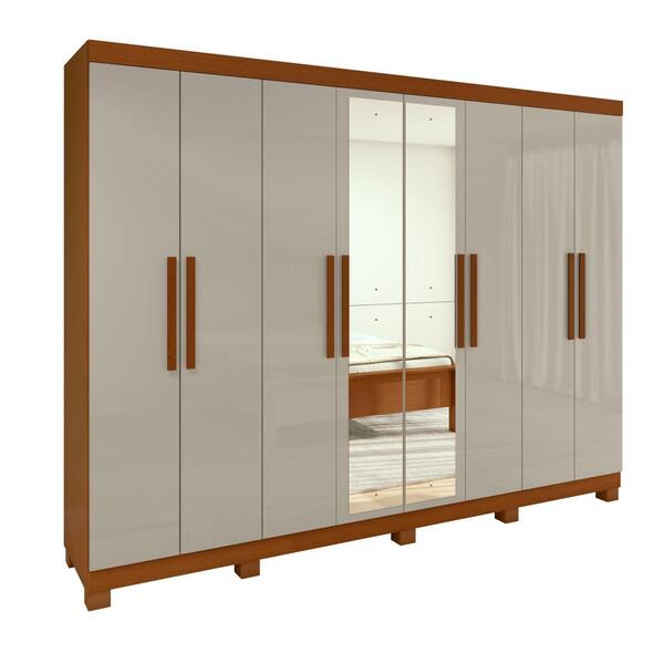 Guarda Roupa 8 Portas Easy Slim Com Espelho E Pés Frassino Of