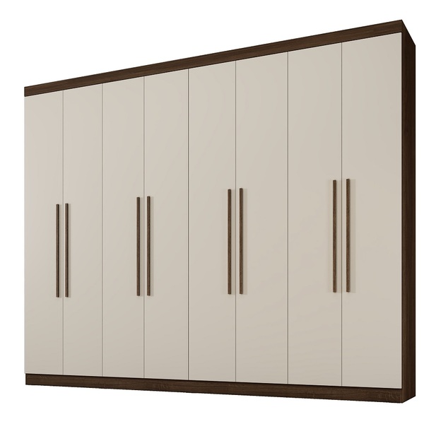 Guarda Roupa 8 Portas New Premium Benetil Imbuia-off White