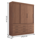 Guarda Roupa 9 Gavetas E Armário  Boreal Jatobá Areia