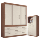 Guarda Roupa 9 Gavetas E Armário Borea Jatobá Areia