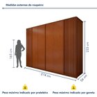 Guarda Roupa  Ollie 6 Portas 6 Gavetas 6 Prateleiras 100% Mdf