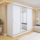 Guarda Roupa  Saion Plus 3 Portas 3 Gavetas 1 Porta Glass