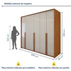 Guarda Roupa  Style 6 Portas 4 Gavetas 100% Mdf  Amêndoa Clea