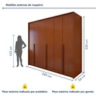Guarda Roupa  Style 6 Portas 4 Gavetas 100% Mdf  Frassino