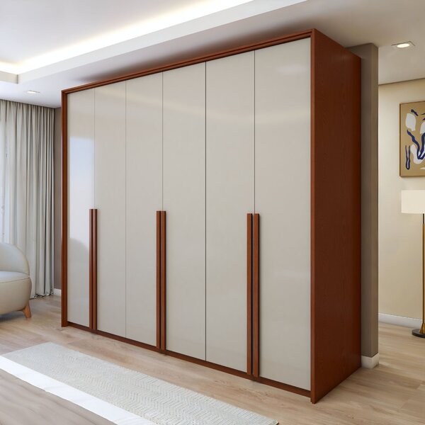 Guarda Roupa  Style 6 Portas 4 Gavetas 100% Mdf  Frassino/off