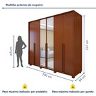 Guarda Roupa  Style 6 Portas 4 Gavetas 100% Mdf Com Espelho E