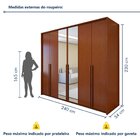 Guarda Roupa  Style 6 Portas 4 Gavetas 100% Mdf Com Espelho F