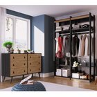 Guarda Roupa Aberto Closet 2 Cabideiros Com Cômoda 6 Gavetas