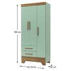 Guarda Roupa Adoleta 3 Portas 2 Gavetas Verde/ Nature - Rodial