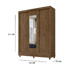 Guarda Roupa Afrodite 3 Portas Castanho Wood Tana Decor