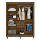 Guarda Roupa Afrodite 3 Portas Castanho Wood Tana Decor