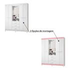 Guarda Roupa Ágata Com 4 Portas E Camarim - Branco/rosa