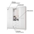 Guarda Roupa Ágata Com 4 Portas E Camarim - Branco/rosa