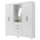 Guarda Roupa Agreste 4 Portas 3 Gavetas Branco - Rodial