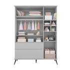 Guarda Roupa Alice 3 Portas E 2 Gavetas Cinza 100% Mdf