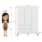 Guarda Roupa Alice 3 Portas E 2 Gavetas Cinza 100% Mdf