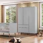 Guarda Roupa Alice 3 Portas E 2 Gavetas Cinza 100% Mdf