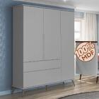 Guarda Roupa Alice 3 Portas E 2 Gavetas Cinza 100% Mdf