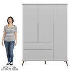Guarda Roupa Alice 3 Portas E 2 Gavetas Cinza 100% Mdf