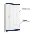 Guarda Roupa Âmbar Flex Com 4 Portas - Branco/azul