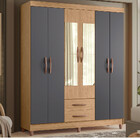 Guarda Roupa Âmbar Solteiro 6 Portas Mdp Com Espelho Albatroz