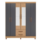 Guarda Roupa Âmbar Solteiro 6 Portas Mdp Com Espelho Albatroz