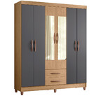 Guarda Roupa Âmbar Solteiro 6 Portas Mdp Com Espelho Albatroz