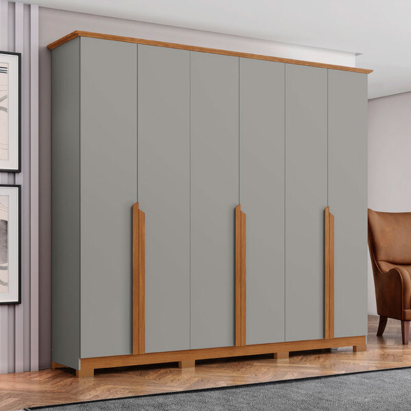 Guarda Roupa Andreas 6 Portas Cinza/nature - Henn