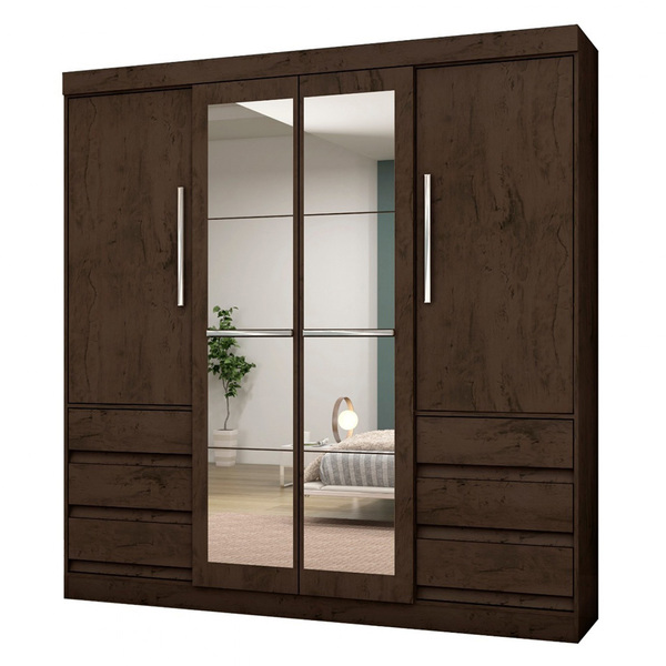 Guarda-roupa Araplac 1577 Com Espelho Imbuia