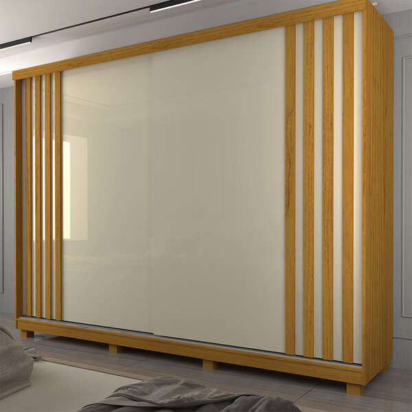 Guarda Roupa Ares Ripado Naturale Off White - Gelius