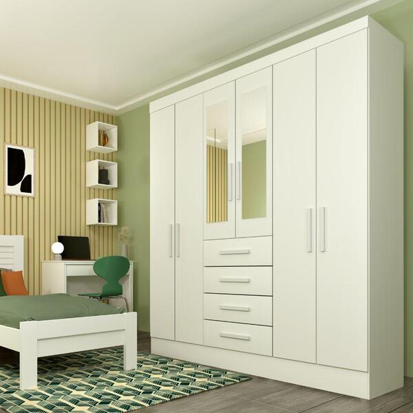 Guarda Roupa Arizona 6 Portas 4 Gavetas Tcil Branco | Leroy Merlin