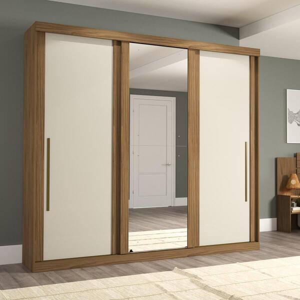 Guarda Roupa Armário Roupeiro Casal Mdf 3 Portas De Correr 4