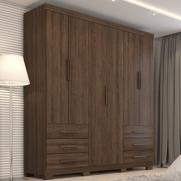 Guarda Roupa Artico 6 Portas 6 Gavetas Yescasa Nogueira