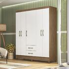 Guarda Roupa Assis 4 Portas 2 Gavetas Naturale Branco