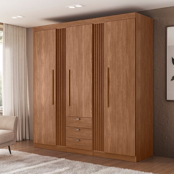 Guarda-roupa Aurora 03 Portas 3 Gavetas Jatoba
